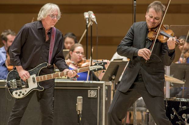 Robert McDuffie and MIke MIlls performed MIlls' Concerto for Violin, Rock Band and String Orchestra Thursday night at the Arsht Center. File photo: Sacks & Co./Alex Irvin