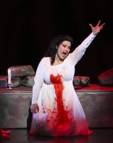Csilla Boross as Lady Macbeth in Verdi's "Macbeth" at Palm Beach Opera.