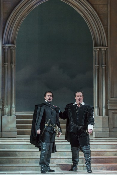 Marco Nistico and Jonathan Burton in Verdi's "Don Carlos" at Sarasota Opera. Photo: Rod Millington