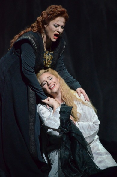 Mlada Khudoley (above) in the title role and Dana Beth Miller as Adalgisa in Bellini's "Norma" at Florida GRand OPera. Photo: Brittany Mazzurco-Muscato 