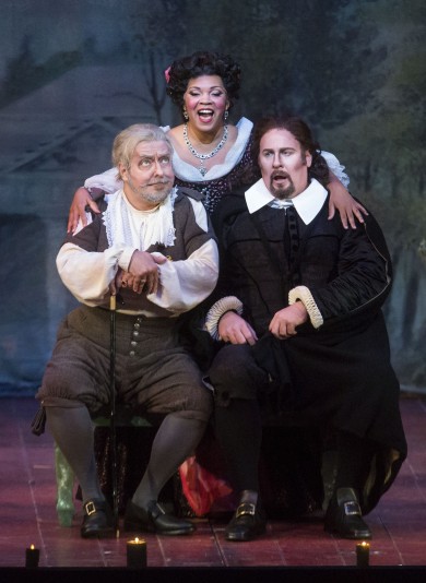 Janai Brugger with Carlo Lepore (left) and Lucas Meacham in Palm Beach Opera  production of "Don Pasquale."