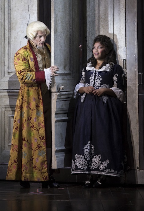 David Adam Moore as the Count and Janai Brugger as Susanna in Mozart's "The Marriage of FIgaro" at Palm Beach Opera. Photo: Bruce Bennett