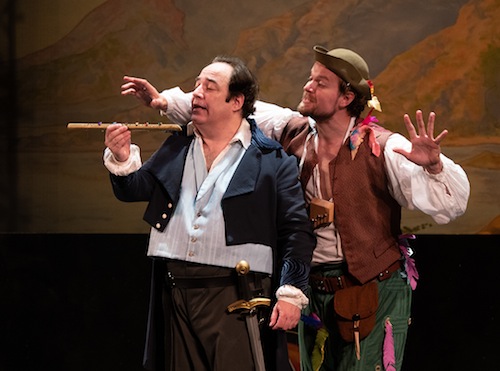 Very old Tamino and Papageno in Mozart's "The Magic Flute" presented by Orchestra Miami Friday night at the Scottish RIte Temple in Miami. Photo: Laurence Lerner