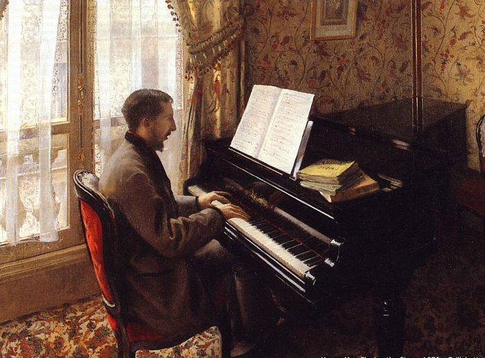 "Young Man Playing the Piano" by Gustave Caillebotte, 1876.