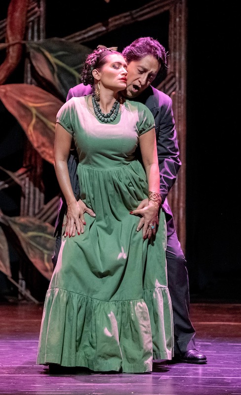 Catalina Cuervo stars as Frida Kahlo, with Riccardo Herrera as Diego Rivera, in Florida Grand Opera's production of "Frida." Photo: Chris Kakol