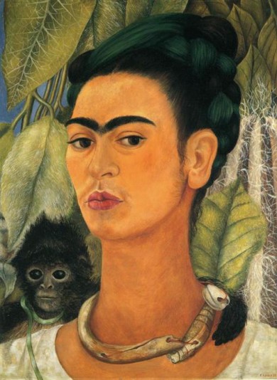 "Self-Portrait with Monkey" by Frida Kahlo, 1938.